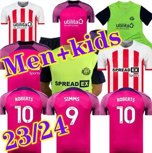 23 24 Sunderland Home Away 세 번째 2023 2024 축구 유니폼 스튜어트 심즈 로버츠 Amad Clarke Dajaku Embleton Evbans 니언 니션 셔츠 Pritchard Mens 키즈 키트