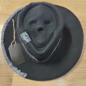 Berretti Y1UB Cappello da cowboy con teschio di Halloween Ornamento per copricapo spettrale ed elegante per le celebrazioni domestiche di sfondo della festa