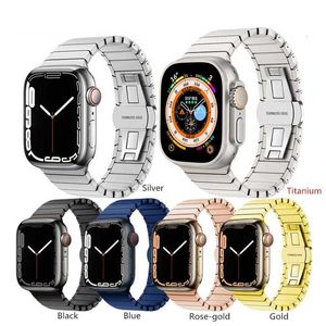 Designer Smart Straps Titanium Alloy Link Pulseira de aço inoxidável Starlight Color Straps Band Butterfly Fecho para Apple Watch Series 3 4 5 6 7 8 SE Ultra 42