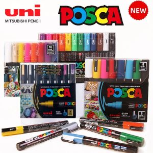 Markers Uni Posca Paint Marker Pen Set, PC1M 3M 5M 8K 17K 7/8/15/16/24/29/48 Colors Drawing Painting Art Pen Water Base Graffiti Gift