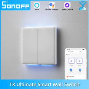 Steuern Sie den SONOFF TX Ultimate Smart Wall Switch Full Touch Access LED Light Edge MultiSensory EWeLink-Fernbedienung über Alexa Google Home