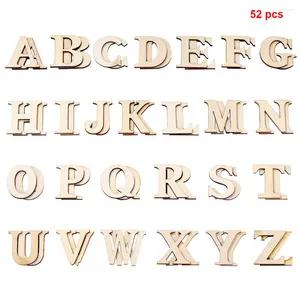 Dekorativa figurer 52 st/set barnutbildningskonst hantverk lapptäcke alfabetet scrapbooking trä bokstäver barn pussel spel diy ritning