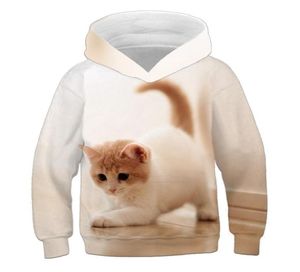 Barn söta katt 3D-tryckta hoodies pojkar flickor coola tröjor hoodie barn mode tröjor klädtoppar 4t-14t baby tröjor 2101155369952