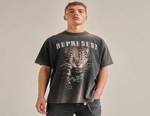 MEN039S TSHIRTS INS 21SS LEOPARD CHEETAH PRINT VINTAGE WASHED AND PROSTEDED EXHESSTIZESISISZ HIGH STREAT TSHIRT for Men Woman Cloth6696718