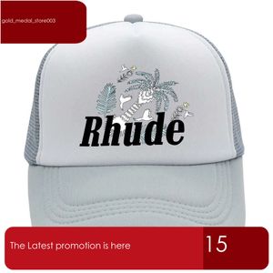 Rhude Hat Green Mesh Patchwork Baseball Cap Men Hafdery Unisex Rhude Collections Casual Truck Hat Regulble Rhude Bonnet Rhude 985 735