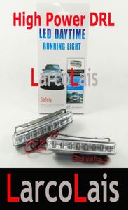 2x8 LED 8LED HIGH POWERDRLホワイトカーオートヘッドライト昼間ライトフォグライトランプ6247956