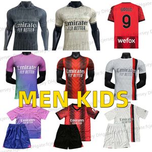 AC M Erwachsene Fußballtrikots 2023 2024 REBIC THEO REIJNDERS KESSIE DE KETELAERE RAFA LEAO GIROUD PULISIC Fußballtrikots Spieler Männer Kinder Kit Uniformi maillot de foot