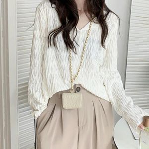 Women's Knits Shirts Women Casual Fashion Slim Sweet Lovely All-match Design V-neck Sexy Retro Korean Chic Femme Top