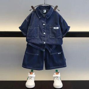 PantsKirt 2023 Spring Summer Children Clothes Boys Suit Denim Tops + Jeans Pants 2st/Set Spädbarn Casual Outfits Kids outfit 212 år