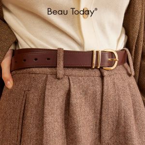 Bälten Beautoday Belt Women Cow Leather Horseshoe Sying Retro Designer Damer Jeans Dress Midjeband Handgjorda 91005