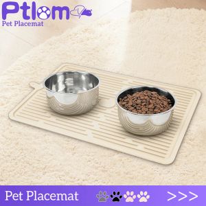 Feeding Pet Placemat for Cat Food Bowl Mat Dog Feeding Mat Silicone Waterproof Paw Print Pet Bowl Pad Pet Feeder Supplies