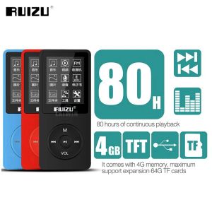 Oyuncu Ruizu X02 Ultra Dragarin Mp3 çalar ekran 4G Mini Music Player Destek FM Radio Sesli Yeniden Kodlayıcı E -Kitap Video Ses Oynatıcı Walkman