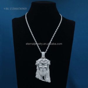 Personalizado hip hop iced out s sier 9k 10k 14k sólido preenchido ouro d vvs moissanite laboratório cultivado diamante natural pingente de jesus