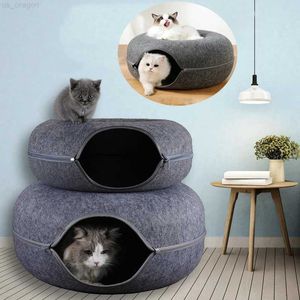 Cat Beds Furniture Donut Pet Cat Tunnel Interactive Bed Toy House Mat Cats Cushion Nest Sleeping Kitten Cave Puppy Home Bed Warm Donut Pet For Toys