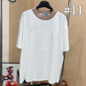 24SS Clean Fit Prd Fashion Designer Thirts Summer Women's Prd Shirt قمم قصيرة بأكمام قصيرة مع قمصان مصممة الشعار أو الشعار العقلي مثلث 738