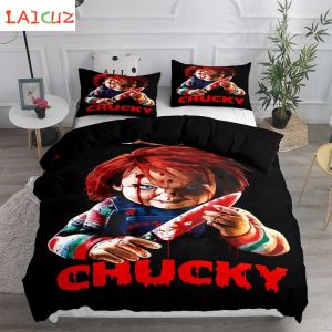 Set Puppet Horror Doll Bedding Set Moive Character Chucky Doll Däcke Cover Set Christmas Bed Queen Size Puppet Home Dropshipping