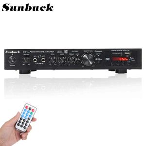 Högtalare Sunbuck 2200W Bluetooth 5 -kanalens kraftförstärkare HIFI Stereo Speaker AMP Support FM Radio 2 Mic USB SD Card Input