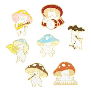 New Creative Cartoon Cute Colorful Playing Qin and Mushroom Music Alloy Brooch Badge