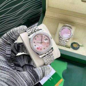 À prova d 'água de alta qualidade pérola shell moda mens mulheres relógio 36mm data pulseira de aço inoxidável relógios mecânicos automáticos senhoras vestido caixa de relógio de pulso