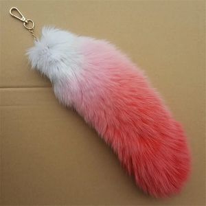 Fluffy Real Fox Fur Tail Keychain Tassel Bag Cosplay Toy Handbag Accessory Hook Pendant Extra Huge Soft Key Ring 240223