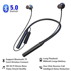 Hörlurar trådlöst Bluetooth -headset fällbara bas trådlösa hörlurar med mic stereo nacke hörlurar sport hörlurar tf kort
