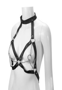 Bondage bdsm fetiche colar corpo arnês brinquedos sexuais para casais produtos adultos cinto corrente escravo seios mulher algemas3054247