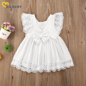 Kleider Mababy 6m5y Kleinkind Kinder Kind Baby Mädchen weiße Kleid Sommer Rüschen Spitzen Bogen Prinzessin Kleider Kostüme Kleidung