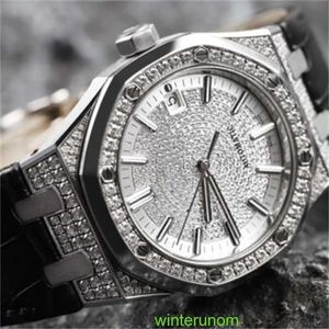 Marka zegarków Audemar Pigue Airbnb Royal Oak 15452BC Platinum Oryginalny Diamond Full Sky Star Watch Automatyczny rozmiar mechaniczny Około 37 mm 18K Platinu HB ESPL