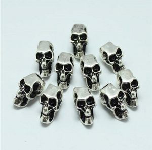 100pcslot Evil Skull Heads Skeleton Zinc Alloy Big Hole Charm Beads Fit European Chain Bracelet paracord accessorie9875047