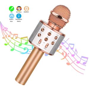 スピーカーワイヤレスBluetooth Karaoke Microphone、Karaoke Mic Speaker with調整可能なリミックスFMラジオキッズガールズボーイズ10代の誕生日