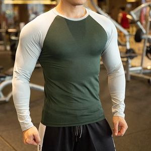 Camiseta de manga longa de alta qualidade, confortável, secagem rápida, musculação, corrida, camiseta para homens, treinamento fitness, camiseta 240223
