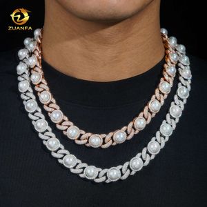 Feito sob encomenda venda superior s925 moissanite cravado pérola cubana corrente recém chegados banhado a ouro moissanite cubana link chain