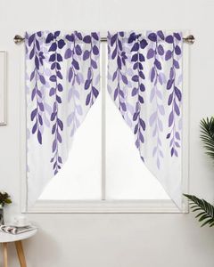 Занавеска в форме листа с растениями в стиле кантри, фиолетовый градиент, треугольная, украшение для дома, оконная отделка для кухни, гостиной, балкона