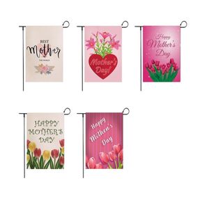 Mothers Day Garden Flag Double Sided Welcome Mommy Garden Flag Decoration Courtyard Yard Mom Flag Linen Material P266