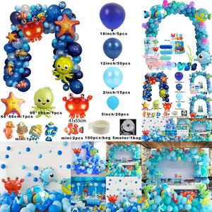 Novo kit de arco tema oceano sob o mar decorações animais balões de folha suprimentos para festa de aniversário