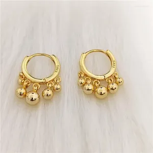 Серьги-кольца, модные позолоченные круглые бусины с кисточками для женщин и девочек, вечерние украшения в стиле хип-хоп, подарок E2456