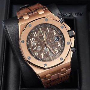 Нарядные часы Модные наручные часы AP Наручные часы Royal Oak Offshore Series Мужские диаметр 42 мм Прецизионная сталь Розовое золото 18 карат Мужской Роскошный хронограф для отдыха 26470OROO