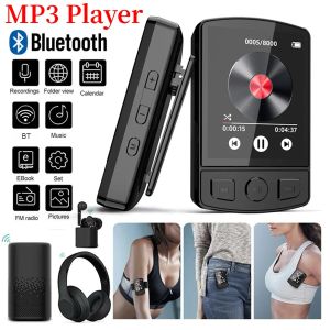 Reprodutor de mp3 portátil, clipe esportivo, walkman, som hifi, bluetooth, compatível com 5.2, botão reprodutor de música vestível, tela de 1.8 polegadas para esportes