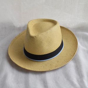 Beret Casual Summer White Straw Hats Fedora Hats for Men szeroko brzeg słońca plaż