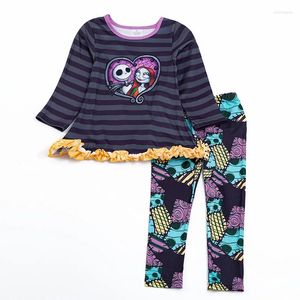 Set di abbigliamento Zoobies Neonate Autunno Inverno Set con stampa di personaggi Top a maniche lunghe a righe, camicia e pantaloni