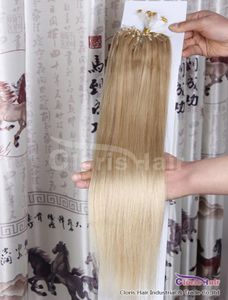 Alta Qualidade 1822quot Micro Loops RemyRemiExtensões de Cabelo Humano Indiano Micro RingsLink 613 LightestBleach Blonde Straight 5953856