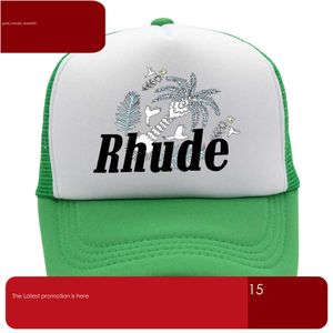 グリーンメッシュパッチワーク野球帽子男性女性刺繍rhudeコレクションカジュアルトラックハット調整可能なrhudeボンネット601