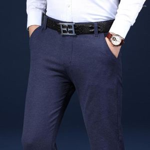 Men039s calças marca dos homens calças de escritório formal negócios inteligente terno masculino poliéster algodão clássico vestido casamento preto blue9142034