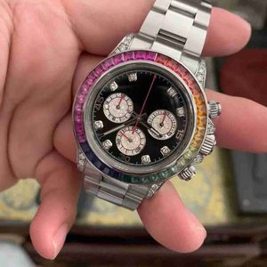 Męskie zegarek Rainbow Design Watches Wysokiej jakości oryginalne diamentowe na rękę na rękę szafirową Wodoodporną montre de lukse z narzędziami moda luksusowa sportowa ręka