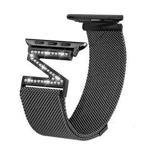 Designer Milanese Loop Armband Diamond Strap For Apple Watch Band 49mm 45mm 41mm 44mm IWatch Series Ultra 876 Rostfritt stålband Women Designerqpvdqpvd