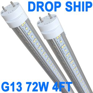 G13 LED -glödlampor, 72W 6500LM 6500K 4 fot LED -glödlampor, T8 T12 LED -ersättningsbelysning, G13 Enkel PIN CLEAR -lock, Byt ut F96T12 Fluorescerande glödlampa Crestech