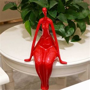 Annan heminredning 2022 Mest populära abstrakt Yoga Figure Alla röda harts Artware Sculpture Home Decor vardagsrum Dekoration Tillbehör Art Statue Q240229