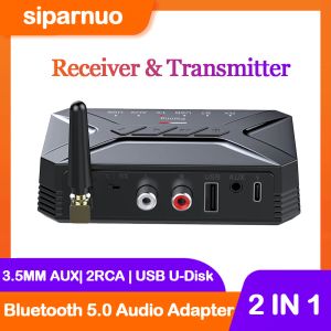 スピーカー2 in 1 Bluetooth 5.0トランスミッターレシーバー3.5mm AUX RCA USB UDISKステレオ音楽ワイヤレスオーディオアダプター用テレビカーキットスピーカー用ワイヤレスオーディオアダプタ