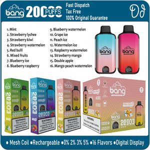 Bang 20000 Puffs with Smart Screen Puff 12K Disposable Vape Box Bangvapes Dual Mesh Coil E Cigarettes Oil & Power Display 0% 2% 3% 5% 16 Flavors