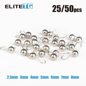 Fishhooks Elite TG 25/50pcs Ball Ice Jig 2.5mm/3mm/4mm/5mm/6mm/7mm/8mm Swing Jig Head Deep Water Soft Lure Tungsten Ice Pike Fishing Hook